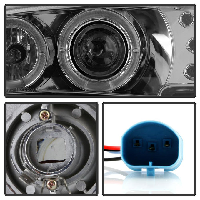 LED Halo Smoke Amber Reflector 1PC Projector Headlights <br>94-98 Ford Mustang