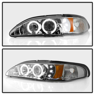LED Halo Smoke Amber Reflector 1PC Projector Headlights <br>94-98 Ford Mustang