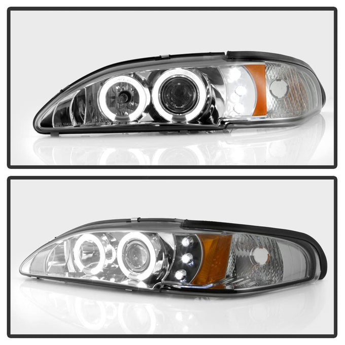 LED Halo Smoke Amber Reflector 1PC Projector Headlights <br>94-98 Ford Mustang