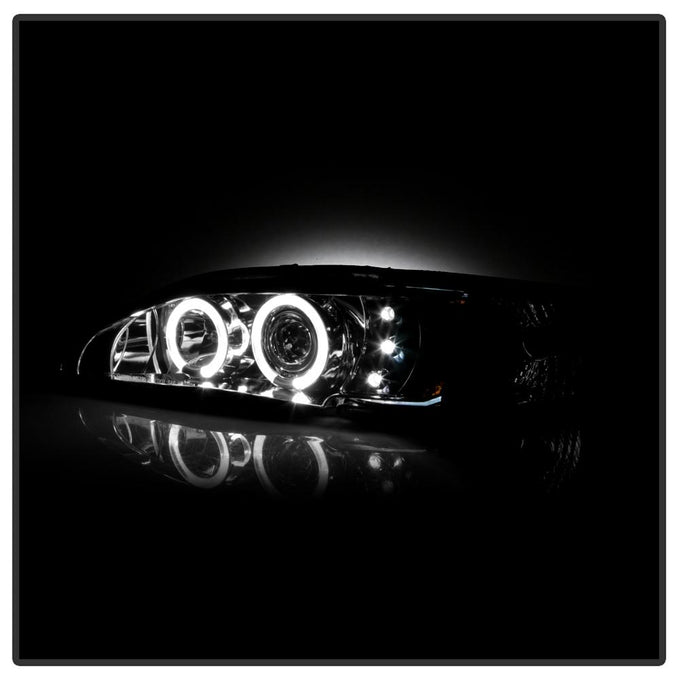 LED Halo Smoke Amber Reflector 1PC Projector Headlights <br>94-98 Ford Mustang