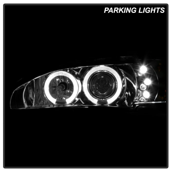 LED Halo Smoke Amber Reflector 1PC Projector Headlights <br>94-98 Ford Mustang