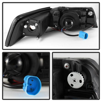 LED Halo Chrome Projector Headlights <br>99-04 Ford Mustang