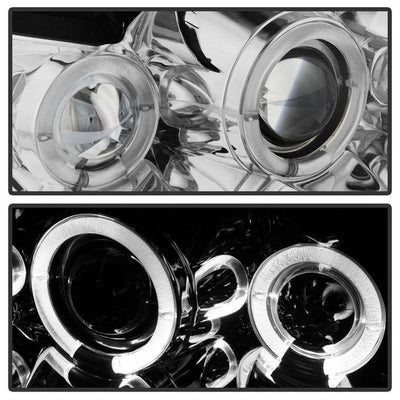 LED Halo Chrome Projector Headlights <br>99-04 Ford Mustang
