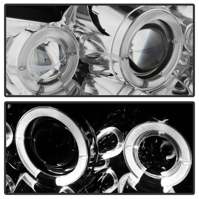 LED Halo Chrome Projector Headlights <br>99-04 Ford Mustang