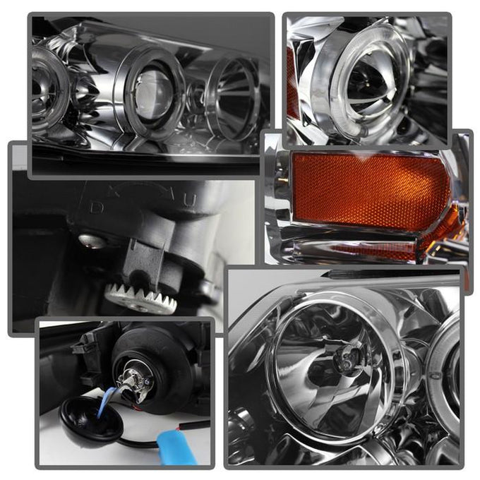 LED Halo Chrome Projector Headlights <br>99-04 Ford Mustang