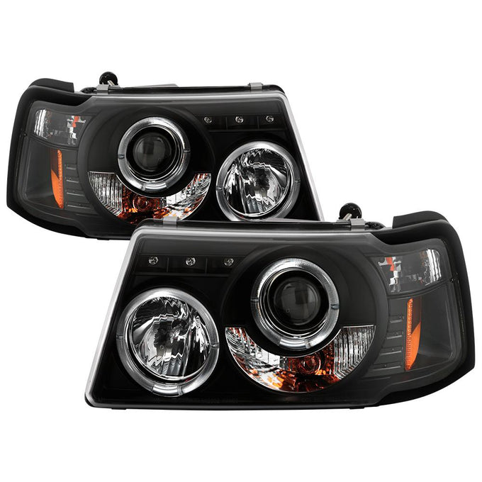 LED Halo Black 1PC Projector Headlights <br>01-11 Ford Ranger