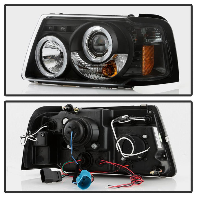 LED Halo Black 1PC Projector Headlights <br>01-11 Ford Ranger