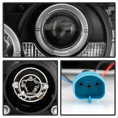 LED Halo Black 1PC Projector Headlights <br>01-11 Ford Ranger