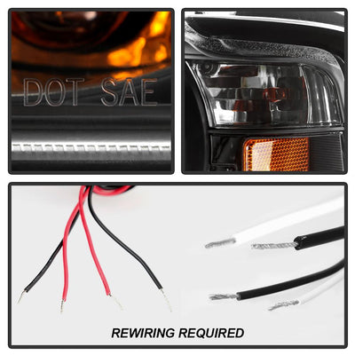 LED Halo Black 1PC Projector Headlights <br>01-11 Ford Ranger
