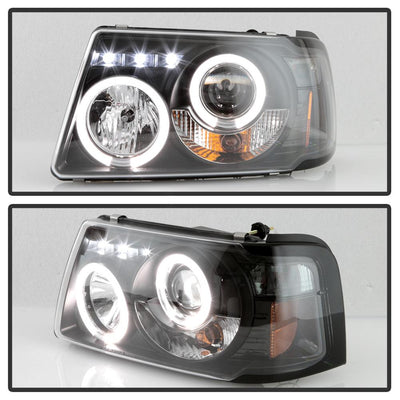LED Halo Black 1PC Projector Headlights <br>01-11 Ford Ranger