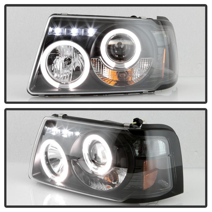 LED Halo Black 1PC Projector Headlights <br>01-11 Ford Ranger