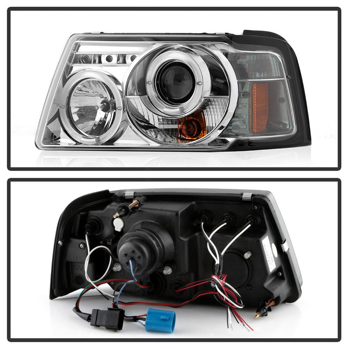LED Halo Chrome 1PC Projector Headlights <br>01-11 Ford Ranger