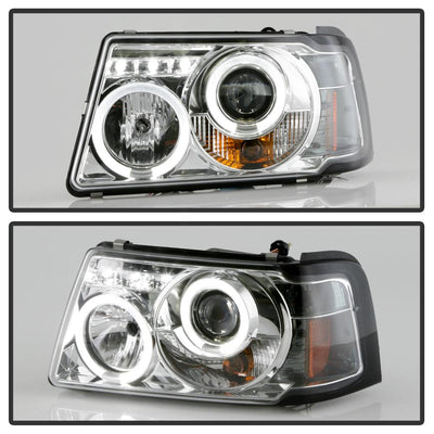 LED Halo Chrome 1PC Projector Headlights <br>01-11 Ford Ranger