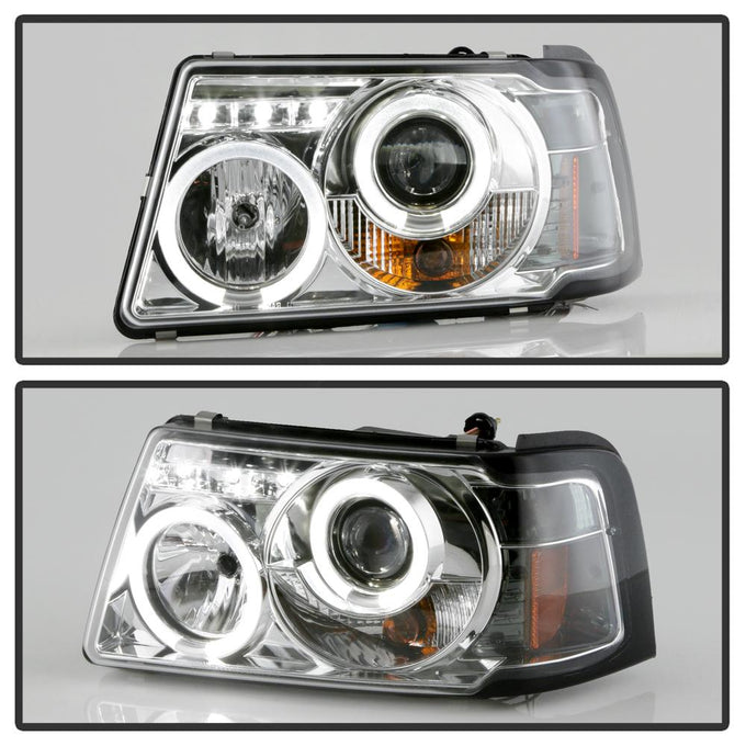 LED Halo Chrome 1PC Projector Headlights <br>01-11 Ford Ranger