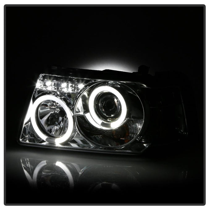LED Halo Chrome 1PC Projector Headlights <br>01-11 Ford Ranger