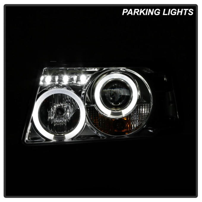 LED Halo Chrome 1PC Projector Headlights <br>01-11 Ford Ranger