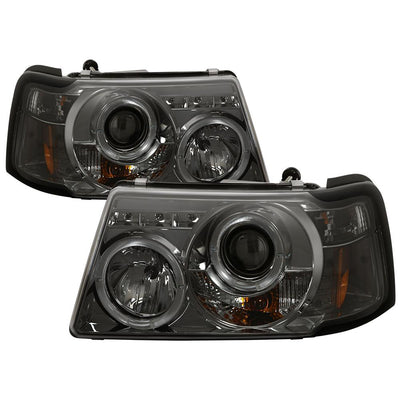 LED Halo Smoke 1PC Projector Headlights <br>01-11 Ford Ranger