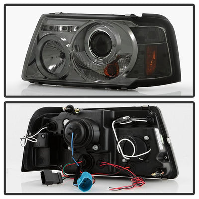 LED Halo Smoke 1PC Projector Headlights <br>01-11 Ford Ranger