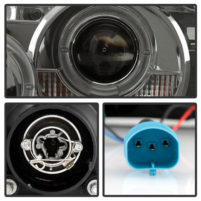 LED Halo Smoke 1PC Projector Headlights <br>01-11 Ford Ranger