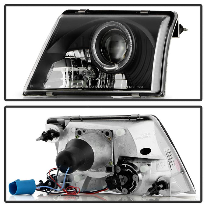 LED Halo Black Projector Headlights <br>98-00 Ford Ranger