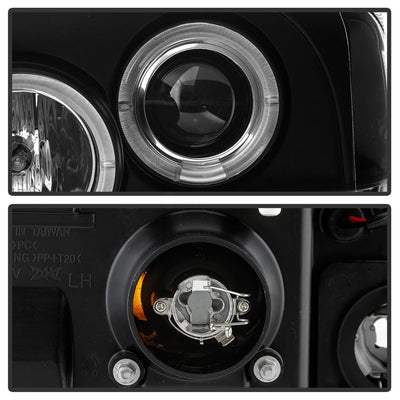 LED Halo Black Projector Headlights <br>05-07 Ford F350-F550 Super Duty