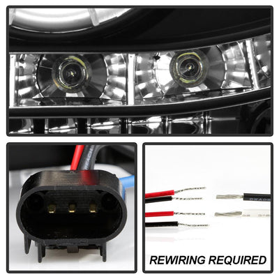 LED Halo Black Projector Headlights <br>05-07 Ford F350-F550 Super Duty
