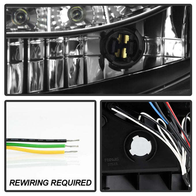 LED Halo Black Projector Headlights <br>05-07 Ford F350-F550 Super Duty