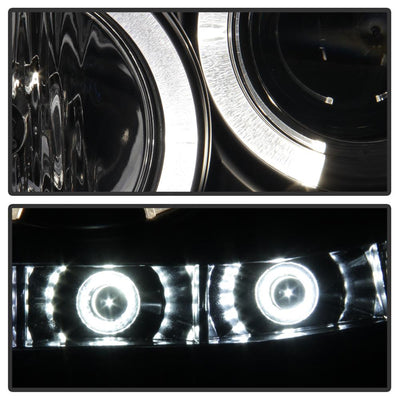 LED Halo Black Projector Headlights <br>05-07 Ford F350-F550 Super Duty