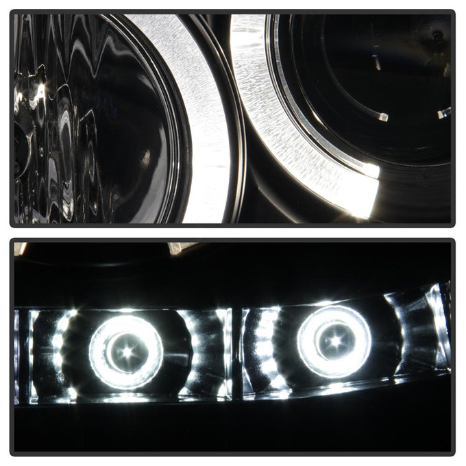 LED Halo Black Projector Headlights <br>05-07 Ford F350-F550 Super Duty