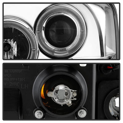 LED Halo Chrome Projector Headlights <br>05-07 Ford F350-F550 Super Duty