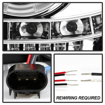 LED Halo Chrome Projector Headlights <br>05-07 Ford F350-F550 Super Duty