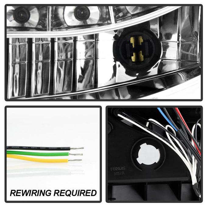 LED Halo Chrome Projector Headlights <br>05-07 Ford F350-F550 Super Duty