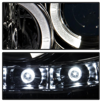 LED Halo Chrome Projector Headlights <br>05-07 Ford F350-F550 Super Duty