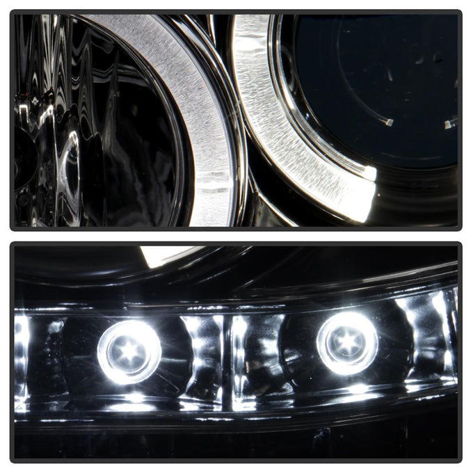 LED Halo Chrome Projector Headlights <br>05-07 Ford F350-F550 Super Duty