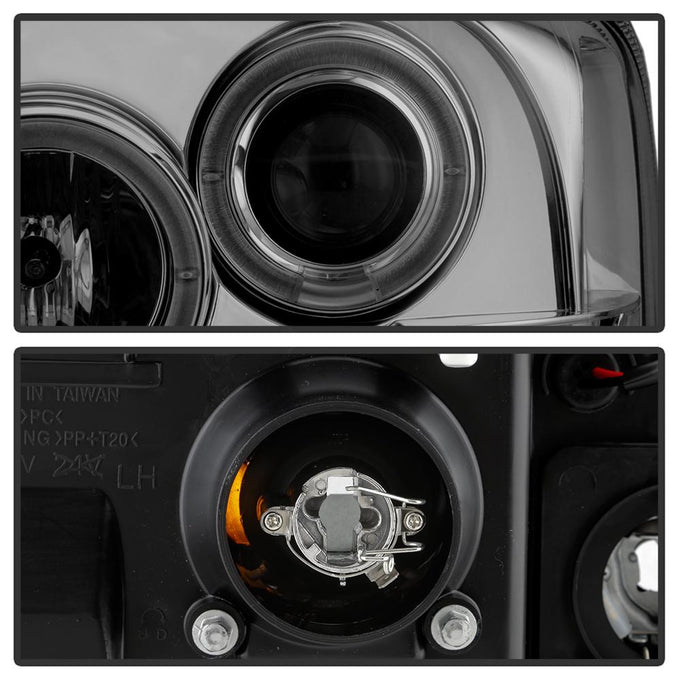 LED Halo Smoke Projector Headlights <br>05-07 Ford F350-F550 Super Duty