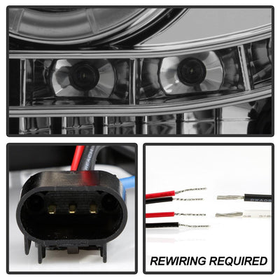 LED Halo Smoke Projector Headlights <br>05-07 Ford F350-F550 Super Duty
