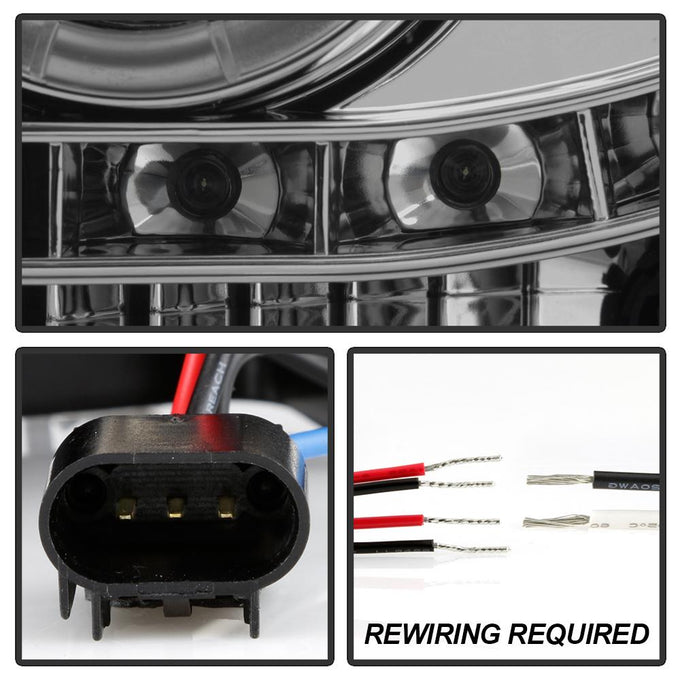 LED Halo Smoke Projector Headlights <br>05-07 Ford F350-F550 Super Duty