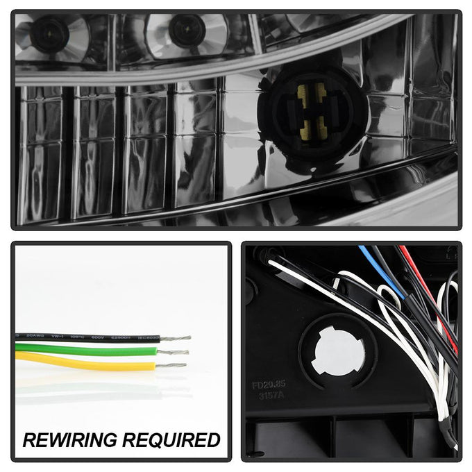 LED Halo Smoke Projector Headlights <br>05-07 Ford F350-F550 Super Duty