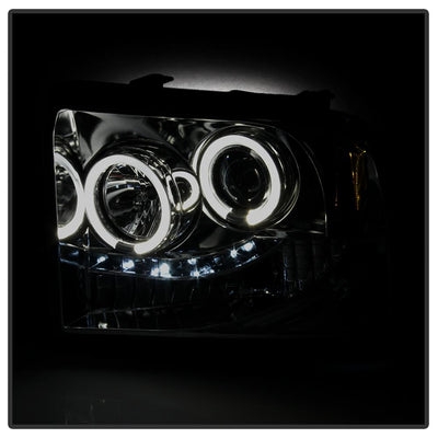 LED Halo Smoke Projector Headlights <br>05-07 Ford F350-F550 Super Duty
