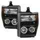 LED Halo Black Projector Headlights <br>08-10 Ford F-250 F-350 F-450 Super Duty