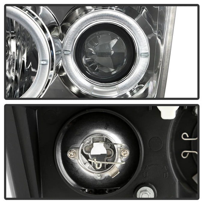 LED Halo Chrome Projector Headlights <br>08-10 Ford F-250 F-350 F-450 Super Duty