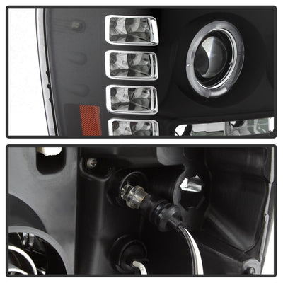 LED Halo Black Projector Headlights <br>07-13 GMC Sierra 1500 Sierra 2500 HD Sierra 3500 HD