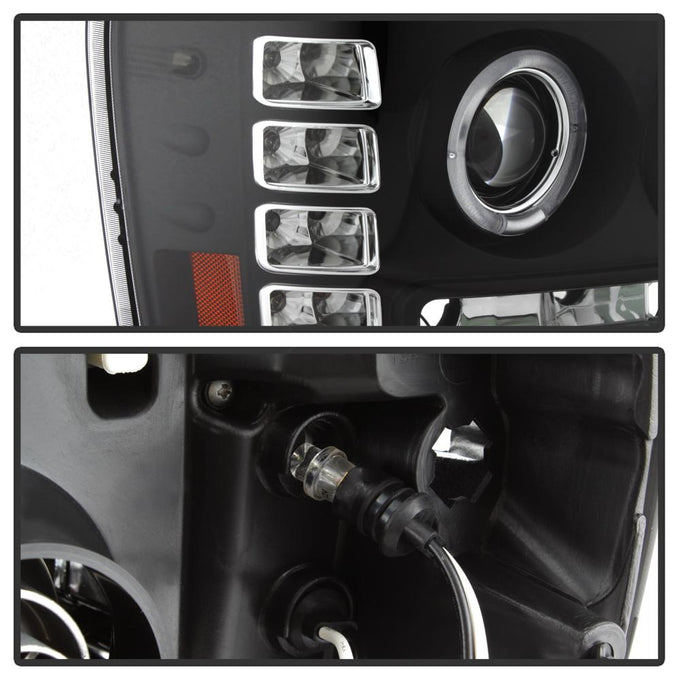 LED Halo Black Projector Headlights <br>07-13 GMC Sierra 1500 Sierra 2500 HD Sierra 3500 HD