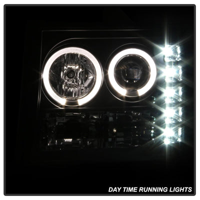 LED Halo Black Projector Headlights <br>07-13 GMC Sierra 1500 Sierra 2500 HD Sierra 3500 HD