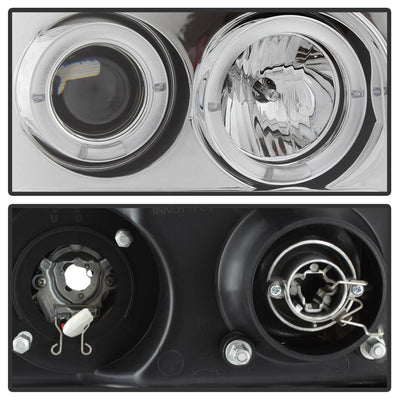 LED Halo Chrome Projector Headlights <br>07-13 GMC Sierra 1500 Sierra 2500 HD Sierra 3500 HD