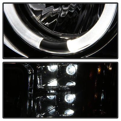 LED Halo Chrome Projector Headlights <br>07-13 GMC Sierra 1500 Sierra 2500 HD Sierra 3500 HD