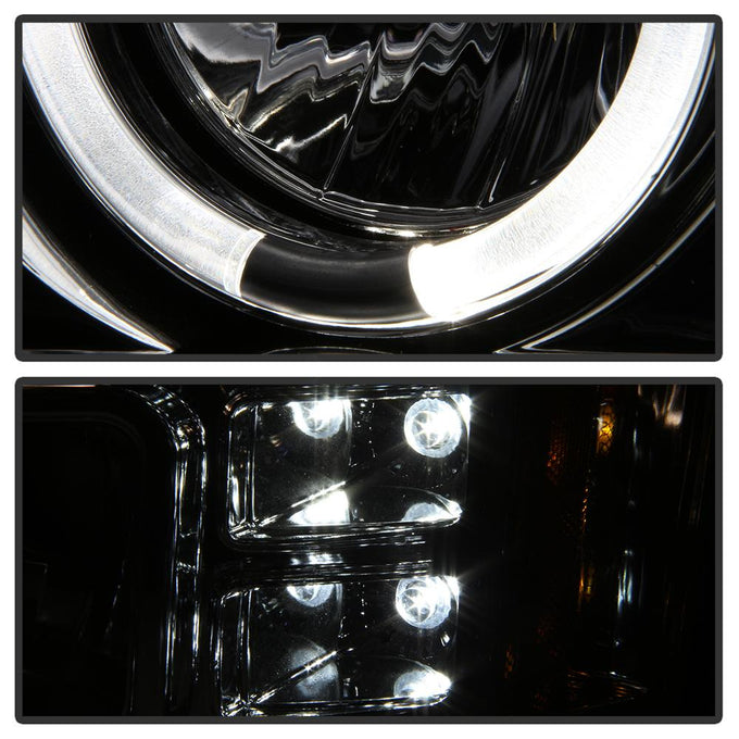LED Halo Chrome Projector Headlights <br>07-13 GMC Sierra 1500 Sierra 2500 HD Sierra 3500 HD