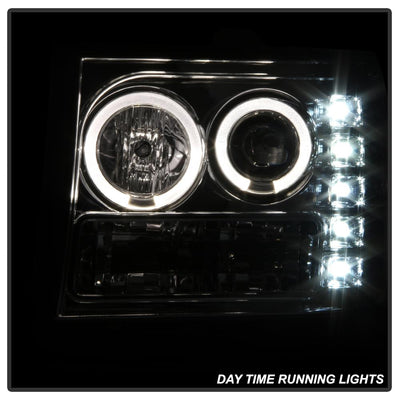 LED Halo Chrome Projector Headlights <br>07-13 GMC Sierra 1500 Sierra 2500 HD Sierra 3500 HD