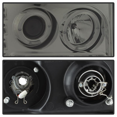 LED Halo Smoke Projector Headlights <br>07-13 GMC Sierra 1500 Sierra 2500 HD Sierra 3500 HD