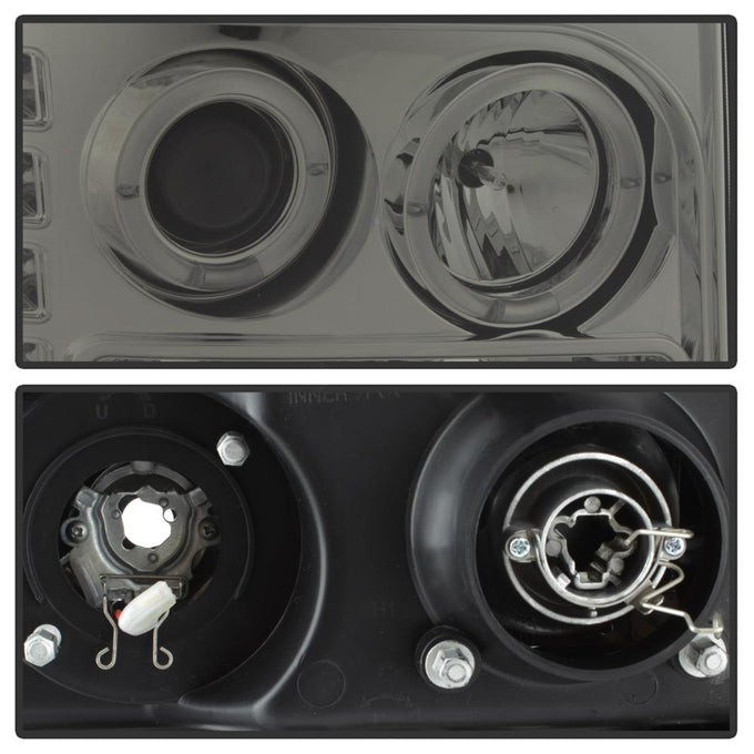 LED Halo Smoke Projector Headlights <br>07-13 GMC Sierra 1500 Sierra 2500 HD Sierra 3500 HD